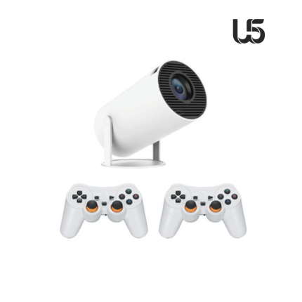 Game Projector U5 Petro Games with 8K decoding, Android 14, and dual game controllers