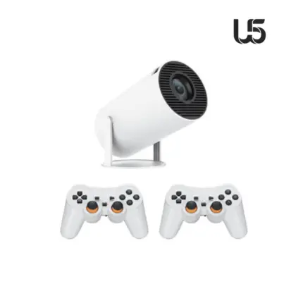 Game Projector U5 Petro Games with 8K decoding, Android 14, and dual game controllers