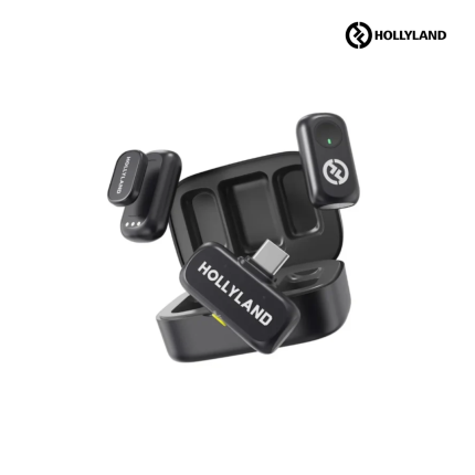 Hollyland Lark A1 Wireless Microphone Duo with 48kHz audio, noise cancellation, and long battery life