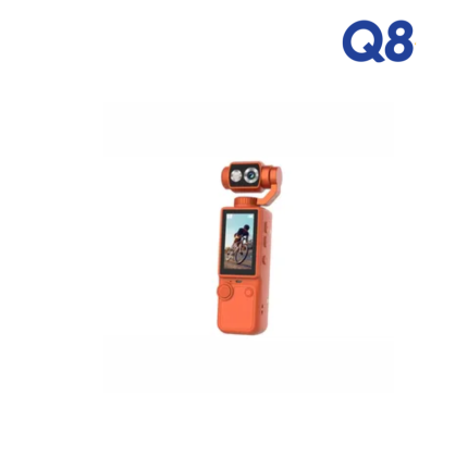 Q8 4K Ultra HD Camera with wide-angle lens, CCD sensor, and portable pocket design