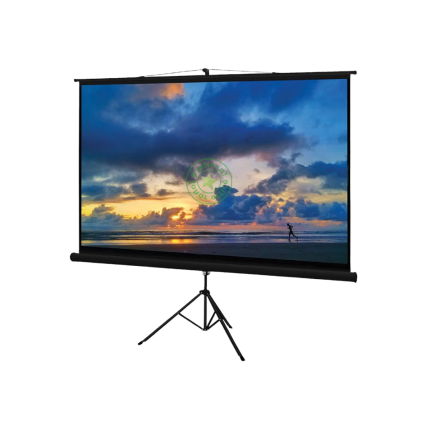 Tripod Projection Screen with portable tripod stand, matte white display surface, and adjustable height support