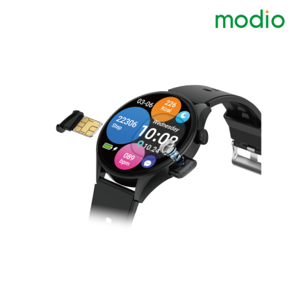 Modio SM07 Smartwatch with SIM calling, 8MP camera, and fitness tracking features