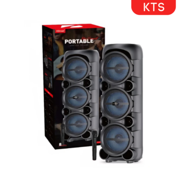 KTS-2185 Karaoke Bluetooth Speaker with 21W Output, Triple 8-inch Speakers and USB/SD Support