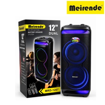 Meirende MRD-1207 Bluetooth Speaker with Bluetooth connectivity, rechargeable battery, FM radio, and LED light modes