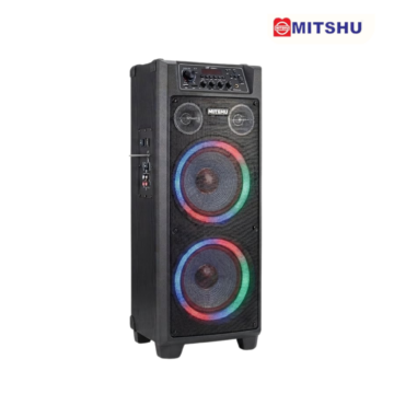 Mitshu MHT-H122 Speaker with 2x200W RMS output, dual 12-inch woofers, and Bluetooth connectivity