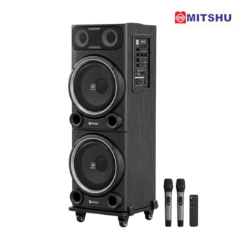 Mitshu MHT-H137 Speaker with 2x300W output, Bluetooth connectivity, and Mega Bass controls