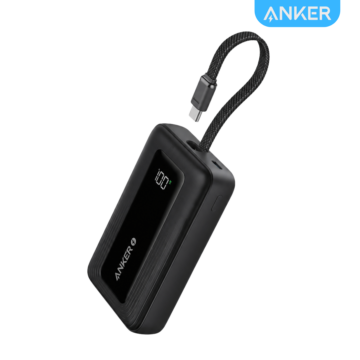Anker 30W 10000mAh Power Bank A1688H11 Black with built-in USB-C cable and fast charging