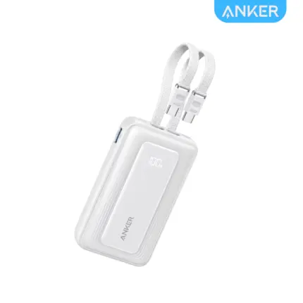 ANKER 35W 10000MAH POWER BANK A1680H12 with dual built-in USB-C cables and digital battery display