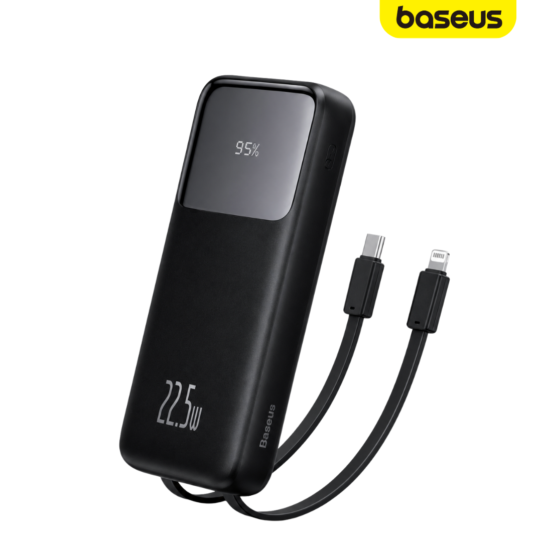 Baseus Comet Series 22.5W Dual Cable 10000mAh Power Bank with fast charging and built-in cables
