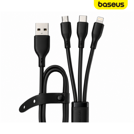 Baseus Pudding Series 3 in 1 150cm Fast Charging Cable with Type-C, Lightning and Micro-USB connectors