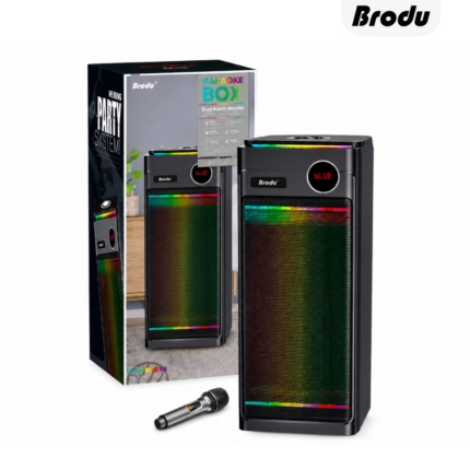 BTS-2243 8 Inch Professional Karaoke Speaker with dual 4-inch speakers, RGB lights and wireless microphone