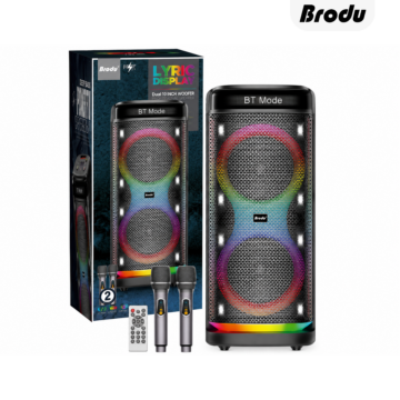 BTS-2312 Dual 10 Inch Professional Karaoke Speaker with RGB lights, Bluetooth and wireless microphone