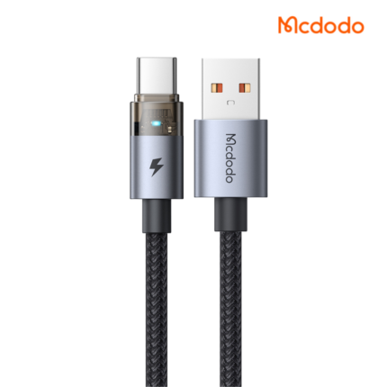 MCDODO CA689 USB to USB-C transparent cable with 6A output and dual-sided charging light