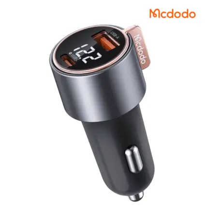Mcdodo CC-3690 75W fast car charger with USB-C, USB-A and digital voltage display