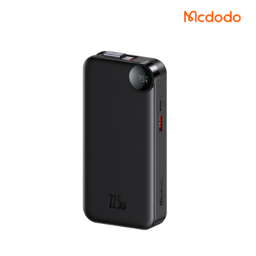 Mcdodo MC3860 22.5W 10000mAh Power Bank with built-in Type-C retractable cable and LED digital display