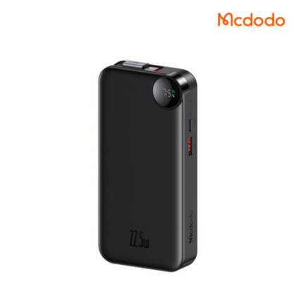 Mcdodo MC3860 22.5W 10000mAh Power Bank with built-in Type-C retractable cable and LED digital display