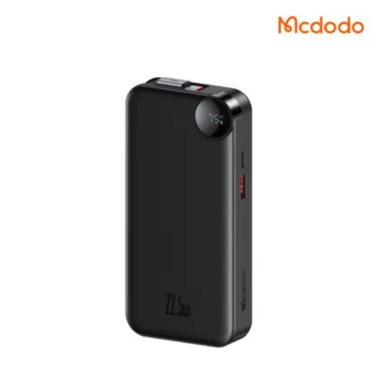 Mcdodo MC3860 22.5W 10000mAh Power Bank with built-in Type-C retractable cable and LED digital display