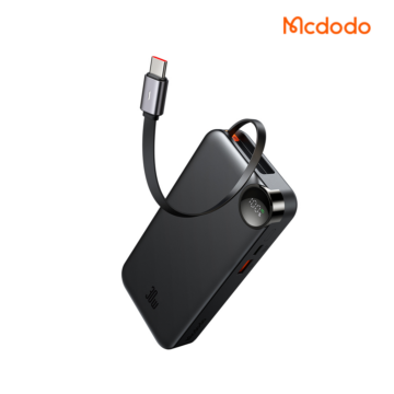 Mcdodo MC3870 30W 10000mAh Power Bank with built-in Type-C retractable cable and LED digital display