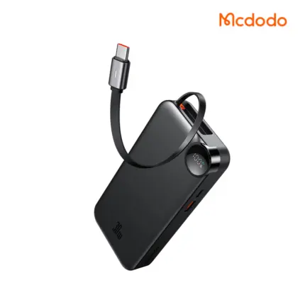 Mcdodo MC3870 30W 10000mAh Power Bank with built-in Type-C retractable cable and LED digital display