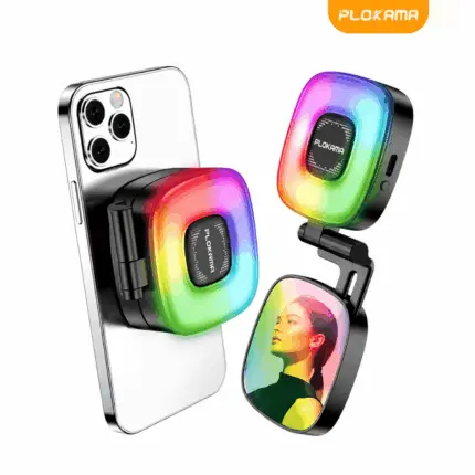 Plokama ML-50 Pro RGB Magnetic Fill Light with built-in mirror and USB-C charging