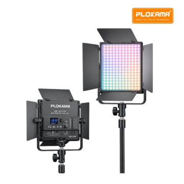 Plokama W12 Pro LED Light with 30W RGB lighting, 320 LED beads, remote control, and 8000mAh battery
