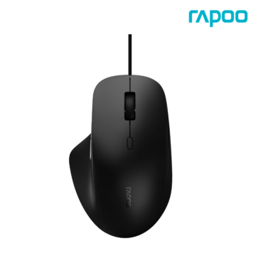 RAPOO N500 WIRED OPTICAL MOUSE with adjustable 3600 DPI sensor, silent clicks, and 4-button design