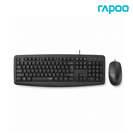RAPOO NX1600 KEYBOARD & MOUSE COMBO with palm rest, laser keycaps, and 1000 DPI optical mouse