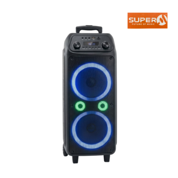 Super M-912 Thunder Bolt professional party speaker system with dual 12 inch woofers.