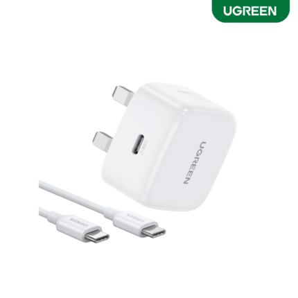 UGREEN 20W 1C DOC & C-C 1M Cable CD137 with GaNInfinity and Thermal Guard