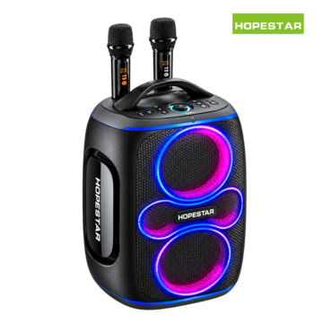 HOPESTAR Party 130 Ultra Karaoke Speaker with 450W output, 32000mAh battery and dual wireless microphones