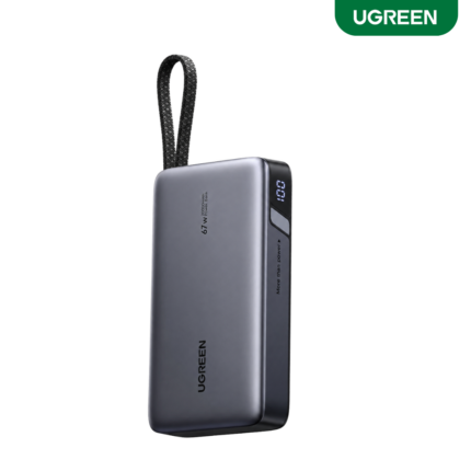 UGREEN 67W 20000mAh Nexode Power Bank PB550 with built-in USB-C cable, LED display and 3-device charging