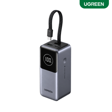 UGREEN 165W 20000mAh Nexode Power Bank PB726 with retractable USB-C cable and smart display
