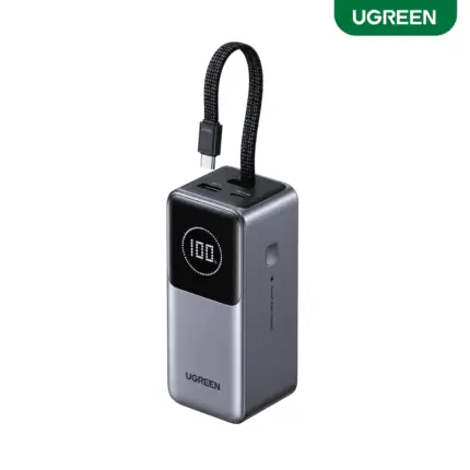 UGREEN 165W 20000mAh Nexode Power Bank PB726 with retractable USB-C cable and smart display