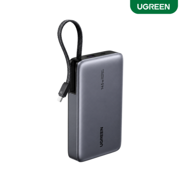 UGREEN 145W 20000mAh Power Bank PB551 with built-in USB-C cable, 100W charging and Smart LED Display
