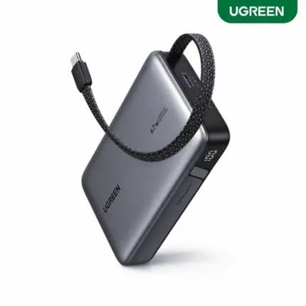 UGREEN 20000mAh 67W Nexode Power Bank PB550 with built-in USB-C cable and smart LED display