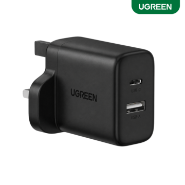 UGREEN 20W 2 Port Fast Charging Dock X227 with USB-C PD, USB-A, and foldable UK plug