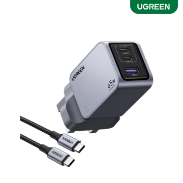 UGREEN 65W Nexode Pro 3-Port GaN Fast Charger X755 with smart charging and USB-C to USB-C cable