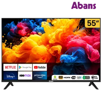 Abans 55 Inch UHD Smart TV with 4K 3840 × 2160 DLED Display, Android 11, Wi-Fi and 16W Stereo Sound