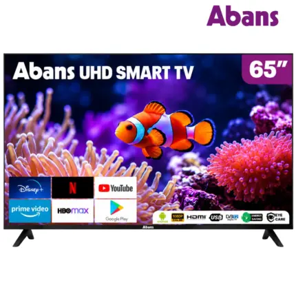 Abans 65 Inch UHD Smart TV with 4K 3840 × 2160 DLED Display, 60Hz Refresh Rate and 20W Stereo Speakers