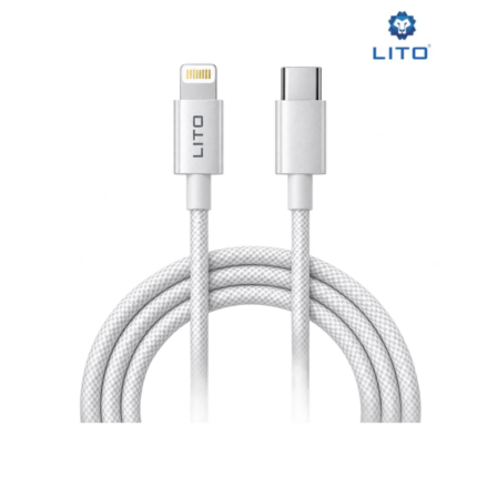 LITO LD04CL C to Lightning Braided Cable with 27W fast charging, smart chip, and nylon braided design