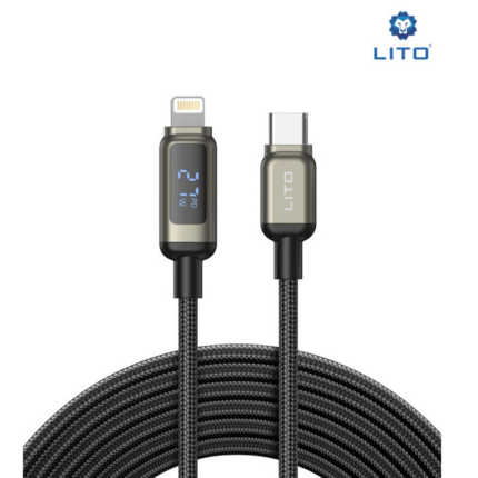 LITO LD15CL C to Lightning LED Cable with PD fast charging, LED watt display, and braided design
