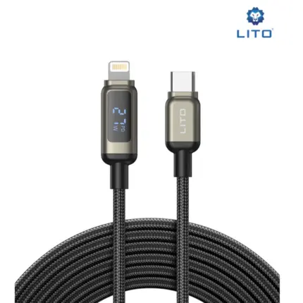 LITO LD15CL C to Lightning LED Cable with PD fast charging, LED watt display, and braided design