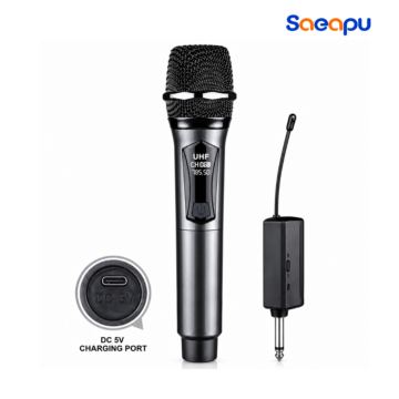 Saeapu TTD-M55 Single Wireless Microphone with clear wireless audio, compact design, and easy setup