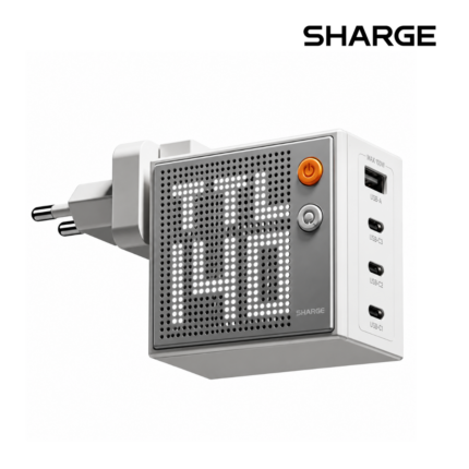 Sharge Pixel 140 Multi-Port Charger with 140W fast charging, dot-matrix display, and 5th-gen GaN technology