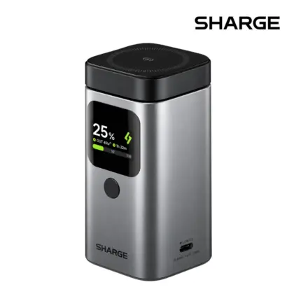 Sharge Stangmag 100W 15000mAh Power Bank with 100W USB-C charging, 15W magnetic wireless charging, and 3-device support