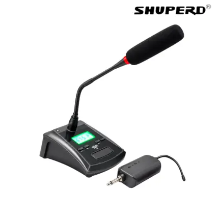 SHUPERD M 7MT Wireless Conference Microphone with UHF connection, 30–60m range, and flexible neck