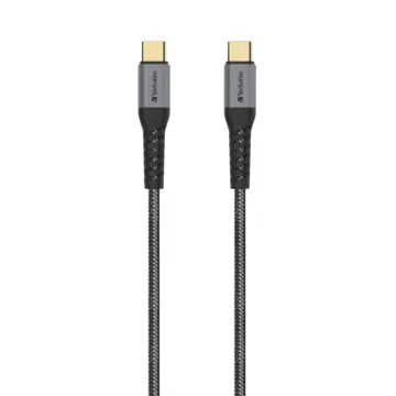 Verbatim Tough Max 1.2M Type-C Cable with 100W PD Fast Charging, DuPont Kevlar Fibre and Double-Layer Nylon Braiding